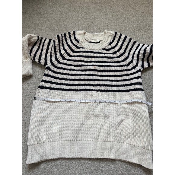 Kate Spade New York Striped Chunky Knit * Flaws* Sweater XL Cream Navy Side Zip - Picture 10 of 11